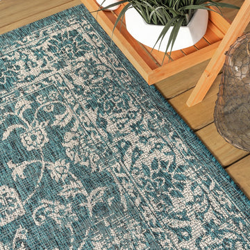 Tela Bohemian Textured Weave Floral Indoor/outdoor Area Rug